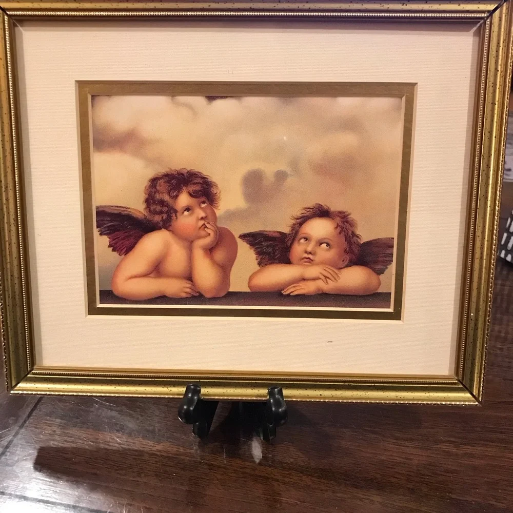 TWO CHERUBS MATTED FRAMED - Picture 9 of 13
